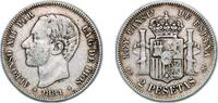 Spain 2 Pesetas Spain Kingdom 1881 *18-81 MSM 2 Pesetas - Alfonso XII Silver (.835) Madrid Mint (3639219) 9.87g VF KM 678 Cal 46 -