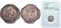 France 1⁄12 Silver Ecu France Kingdom 1659 A ¹⁄₁₂ Ecu with juvenile bust - Louis XIV Silver (.917) Monnaie de Paris (4360147) 2.29g NGC AU Dy royales -