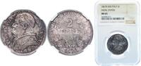 Italy 2 Lire Italy Papal States Italian states 1867 R 2 Lire - Pio IX Silver (.835) Rome Mint (1000000) NGC MS 65 KM 1379 -