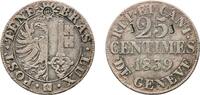 Switzerland 25 Centimes Switzerland Canton of Geneva 1839 25 Centimes With Chopmarked J J Billon Argor-Heraeus Mint 3.99g VF Chopmarked KM 129 KM 129 -