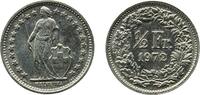 Switzerland ½ Franc Switzerland 1972 ½ Franc (Helvetia standing; copper-nickel) Copper-nickel (75% copper, 25% nickel) Bern Mint (9996000) 2.2g BU -