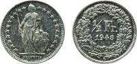 Switzerland ½ Franc Switzerland Federal State 1948 B ½ Franc (Helvetia standing; silver) Silver (.835) (.165 copper) Bern Mint (6113000) 2.52g UNC -