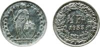 Switzerland ½ Franc Switzerland Federal State 1953 B ½ Franc (Helvetia standing; silver) Silver (.835) (.165 copper) Bern Mint (3567000) 2.48g UNC -