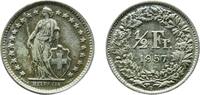 Switzerland ½ Franc Switzerland Federal State 1957 B ½ Franc (Helvetia standing; silver) Silver (.835) (.165 copper) Bern Mint (12085000) 2.5g AU H -