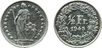 Switzerland ½ Franc Switzerland Federal State 1945 B ½ Franc (Helvetia standing; silver) Silver (.835) (.165 copper) Bern Mint (4928000) 2.46g AU H -