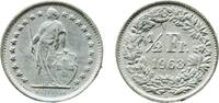 Switzerland ½ Franc Switzerland Federal State 1963 B ½ Franc (Helvetia standing; silver) Silver (.835) (.165 copper) Bern Mint (25168000) 2.5g UNC -