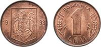Romania 1 Leu Romania Republic 1993 1 Leu Copper plated steel Bucharest Mint 2.52g UNC -