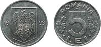 Romania 5 Lei Romania Republic 1993 5 Lei Nickel plated steel Bucharest Mint (70000000) 3.34g UNC KM 114 Schön 131 -