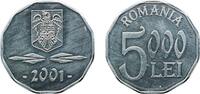 Romania 5000 Lei Romania Republic 2001 5000 Lei Aluminium (Aluminium 25%, Magnesium 75%) Bucharest Mint 2.5g UNC KM 158 Schön 172 -