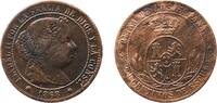 Spain 2½ Escudo cents Spain Kingdom 1868 OM 2½ Centimos de Escudo - Isabel II Bronze Barcelona Mint 6.1g VF KM 634 Cal 638 -