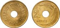Turkey 2½ Kuruş Turkey Republic 1949 2½ Kuruş Brass (70% Copper, 30% Zinc) Istanbul Mint (23720000) 3.06g XF KM 885 Schön 398 -