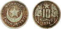 Turkey 10 Kuruş Turkey Republic 1936 10 Kuruş Copper-nickel (75% Copper, 25% Nickel) Turkish State Mint (3580000) 5.7g VF KM 863 Schön 369 -