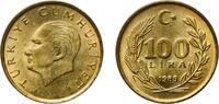 Turkey 100 Lira Turkey Republic 1989 100 Lira Brass (70% Copper, 30% Zinc) Turkish State Mint (233750000) 4.05g UNC KM 988 Schön 514 -