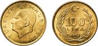 Turkey 100 Lira Turkey Republic 1989 100 Lira Brass (70% Copper, 30% Zinc) Turkish State Mint (233750000) 4.12g UNC KM 988 Schön 514 -