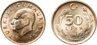 Turkey 50 Lira Turkey Republic 1984 50 Lira Nickel brass (75% Copper, 16% Nickel, 8% Zinc, 1% Manganese) Turkish State Mint (14731000) 9.45g UN -