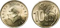 Turkey 10 000 Lira Turkey Republic 1994 10 000 Lira Nickel brass (69.5% Copper, 18% Zinc, 12% Nickel, 0.5% Manganese) Turkish State Mint (3064000) -