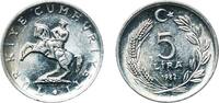 Turkey 5 Lira Turkey Republic 1982 5 Lira (small type; crescent to right; large 5) Aluminium (Etial 30) Turkish State Mint (69975000) 1.63g UN -