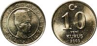 Turkey 10 Kuruş Turkey Republic 2005 10 Yeni Kuruş Nickel brass (65% Copper, 18% Nickel, 17% Zinc) Turkish State Mint (261538060) 3.81g UNC KM -