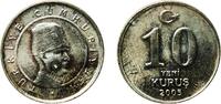 Turkey 10 Kuruş Turkey Republic 2005 10 Yeni Kuruş Nickel brass (65% Copper, 18% Nickel, 17% Zinc) Turkish State Mint (261538060) 3.81g UNC KM -