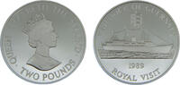 Guernsey 2 Pounds Bailiwick of Guernsey Dependency of the British Crownlocated Elizabeth II 1989 2 Pounds Royal Visit -