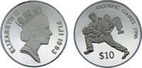 Fiji 10 Dollars Fiji Republic Elizabeth II 1993 10 Dollars 1996 Atlanta Summer Olympics, Judo match -