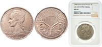 Djibouti 5 Francs Djibouti 1948 5 Francs (Essai) French Somaliland Copper-nickel Paris Mint (2000) 15.2g NGC MS 64 KM E3 Lec-38 -