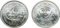 Maldives 25 Rufiyaa Maldives Second Republic 1398 (1978) 25 Rufiyaa (FAO; Silver) Silver (.500) Royal Mint (7140) 28.28g UNC KM 58 -