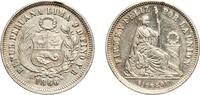 Peru ⅕ Sol 1866 YB Peru Republic 1866 YB ⅕ Sol Silver (.900) 4.96g AU KM... 33.04 &pound;  +  12.02 &pound; shipping