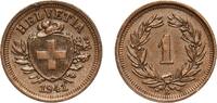 Switzerland (1848-date) 1 Rappen Switzerland Federal State 1941 B 1 Rappen (Wreath; bronze) Bronze (95% copper, 4% tin, 1% zinc) Bern Mint (12794000) 1.45g AU KM -