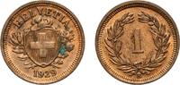 Switzerland (1848-date) 1 Rappen Switzerland Federal State 1929 B 1 Rappen (Wreath; bronze) Bronze (95% copper, 4% tin, 1% zinc) Bern Mint (4000000) 1.46g UNC KM -