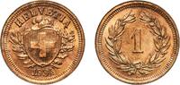 Switzerland (1848-date) 1 Rappen Switzerland Federal State 1934 B 1 Rappen (Wreath; bronze) Bronze (95% copper, 4% tin, 1% zinc) Bern Mint (3000000) 1.47g UNC KM -