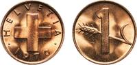 Switzerland (1848-date) 1 Rappen Switzerland Federal State 1970 1 Rappen (wheat spike) Bronze (95% copper, 4% tin, 1% zinc) Bern Mint (7810000) 1.53g UNC HMZ 2 -