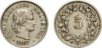 Switzerland (1848-date) 5 Rappen Switzerland Federal State 1907 B 5 Rappen (Libertas; copper-nickel) Copper-nickel (75% copper, 25% nickel, non-magnetic) Bern Mi -