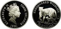 Cook Islands 50 Dollars Cook Islands New Zealand Free Association 1990 50 Dollars - Elizabeth II (Cougars) Silver (.925) Pobjoy Mint 19.27g PF KM 208 -