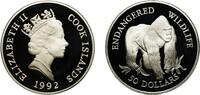 Cook Islands 50 Dollars Cook Islands New Zealand Free Association 1992 50 Dollars - Elizabeth II (Lowland Gorilla) Silver (.925) (25000) 19.61g PF KM 2 -