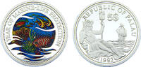 Palau Palau Republic 1992 5 Dollars Year of Marine Life Protection, coloured 5 Dollars 1992 PF