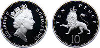Great Britain 10 Pence Great Britain United Kingdom Elizabeth II 1992 10 Pence 3rd portrait, small type -