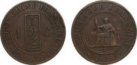 French Indochina 1 Centime French Indochina French colony 1888A 1 Centime Third Republic Bronze Paris Mint 10g XF KM1 -