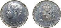 Spain 1 Peseta Spain Kingdom 1899 *18-99 SGV 1 Peseta - Alfonso XIII (3rd portrait) Silver (.835) Madrid Mint (7472000) 5g AU KM706 Cal41 -