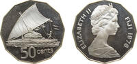 Fiji 50 Cents Fiji Dominion 1976 50 Cents - Elizabeth II (2nd portrait; Silver Proof Issue) Silver (.925) Canberra Mint (3012) 18g PF KM 36a -