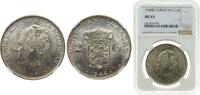 Netherlands Antilles 2½ Gulden Netherlands Antilles Curaçao Dutch colony 1944 D 2½ Gulden - Wilhelmina Silver (.720) (Copper .280) Denver Mint (200000) 25g NGC -