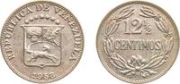 Venezuela 12½ Céntimos Venezuela Fourth Republic 1958 12½ Céntimos Copper-nickel Philadelphia Mint (10000000) 4.9g AU Y 39 NCV mv12.5cts-ca -