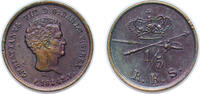 Denmark ⅕ Rigsbankskilling Denmark Kingdom 1842 ♁ ⅕ Rigsbankskilling - Christian VIII Copper 1.462g XF KM 724 -
