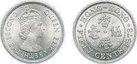 China 50 Cents China Hong Kong 1973 50 Cents - Elizabeth II (1st portrait) Copper-nickel (36800000) 5.88g UNC KM 34 Schön 21.2 -