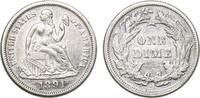 United States 1 Dime United States Federal republic 1891 1 Dime Seated Liberty Dime (w/o stars, increased weight) Silver (.900) (.100 copper) Phila -