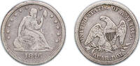 United States ¼ Dollar United States Federal republic 1846 ¼ Dollar Seated Liberty Quarter (without motto) Silver (.900) (510000) 6.68g VF Chopmarked -