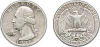 United States ¼ Dollar United States Federal republic 1936 D ¼ Dollar Washington Silver Quarter Silver (.900) (5374000) 6.25g VF KM 164 Schön 168 -