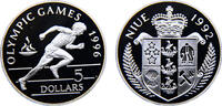 Niue 5 Dollars Niue New Zealand Dependent State Elizabeth II 1992 5 Dollars Olympic Games 1996, Sprinter -