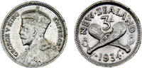 New Zealand 3 Pence New Zealand State George V 1934 3 Pence -