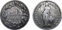 Switzerland 2 Francs Switzerland Federal State 1874 B 2 Francs Helvetia standing -